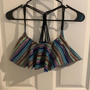 VS PINK Tribal Ruffle Bikini Top